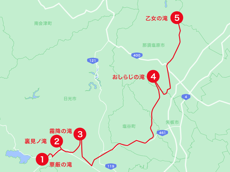 日光・那須エリアオススメスポット地図