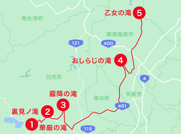 日光・那須エリアオススメスポット地図
