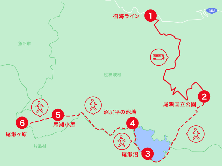 尾瀬エリアオススメスポット地図