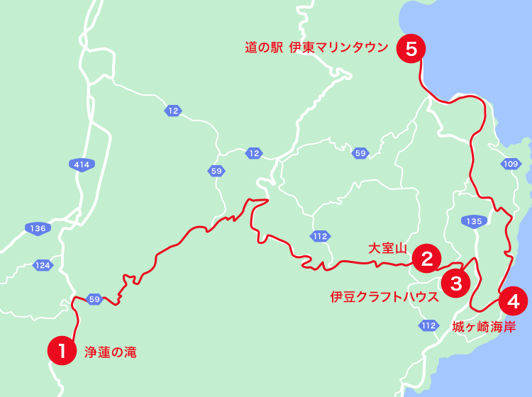伊豆エリアオススメスポット地図