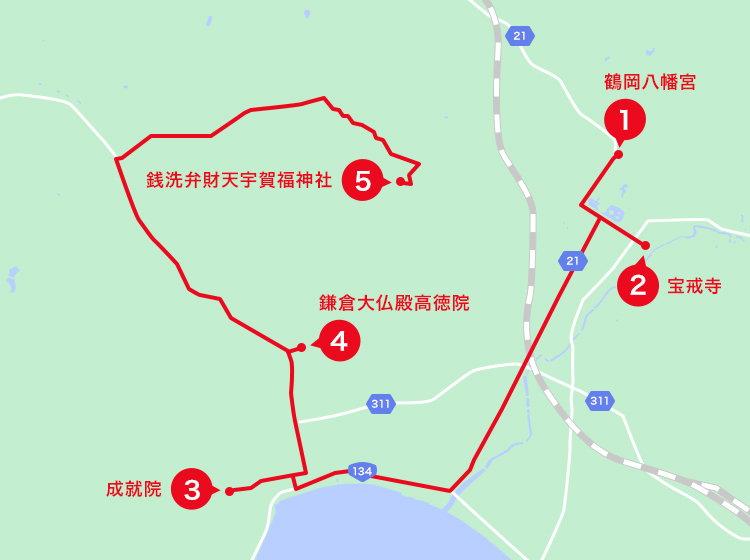 鎌倉エリアオススメスポット地図
