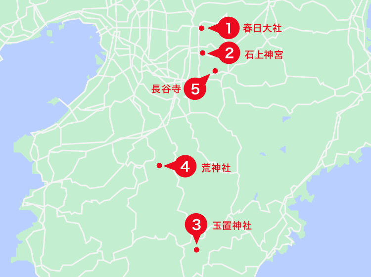 奈良エリアオススメスポット地図