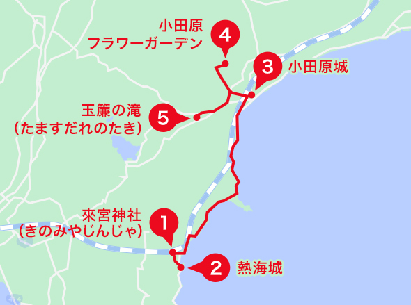 熱海～箱根エリアオススメスポット地図