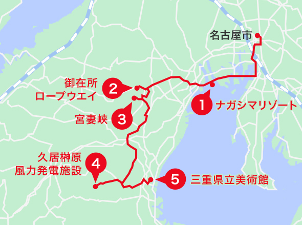 湯の山温泉エリアオススメスポット地図