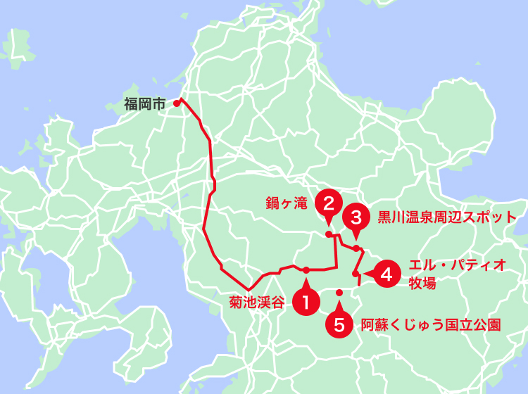 黒川温泉エリアオススメスポット地図