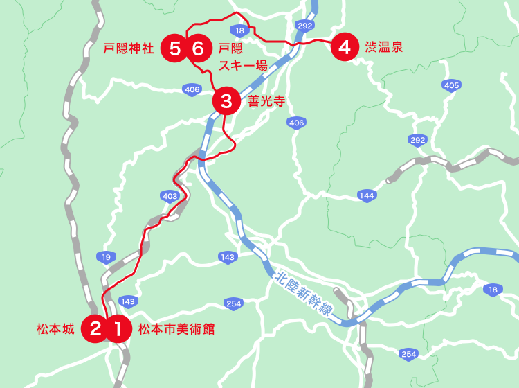 長野エリアオススメスポット地図