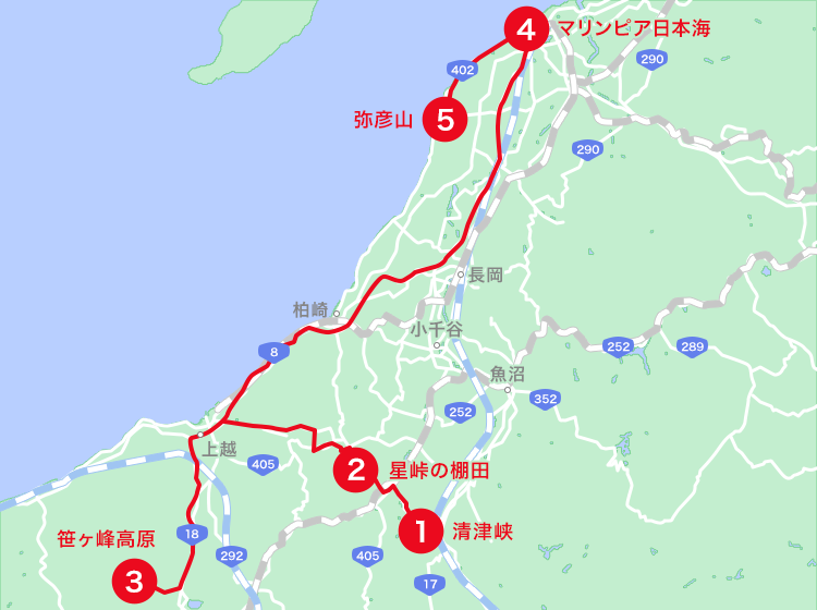新潟エリアオススメスポット地図